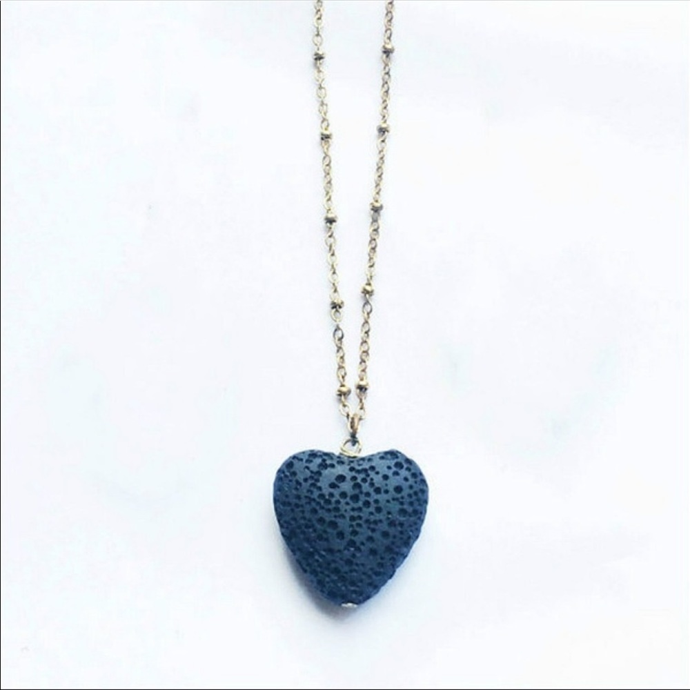 đź’™BlueLavaStoneHeartNecklaceAromaOilDiffuser - Picture 2 of 2